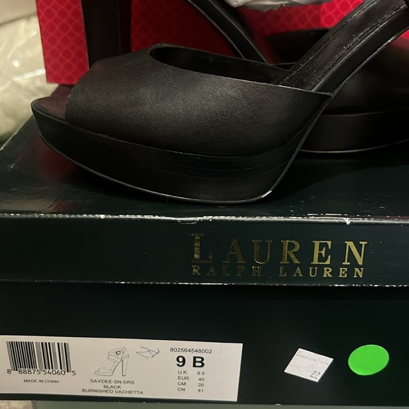 Lauren Ralph Lauren Saydee Leather Platform Heels Burnished Vachetta black - Picture 2 of 7